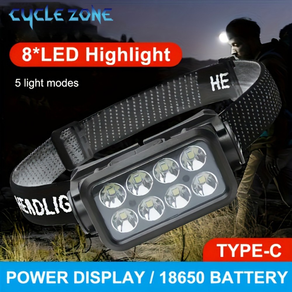 8 LED Induction Headlamp Type- - Outdoor Adventure Zone ulasan dan harga
