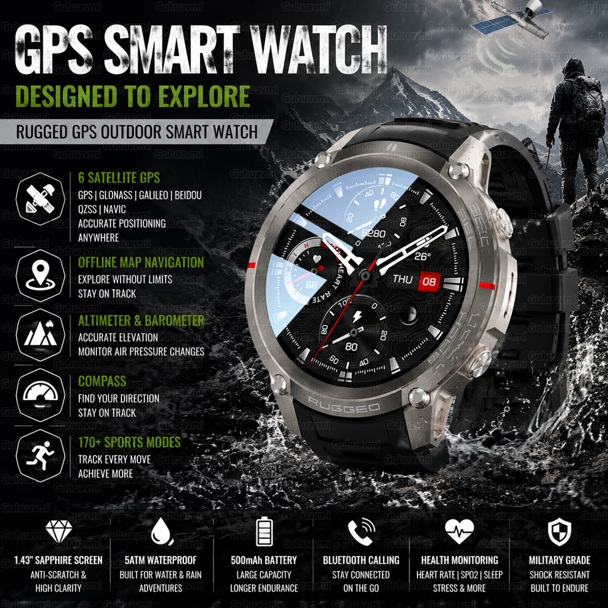 Outdoor Tactical GPS Smart Wat - Outdoor Adventure Zone ulasan dan harga